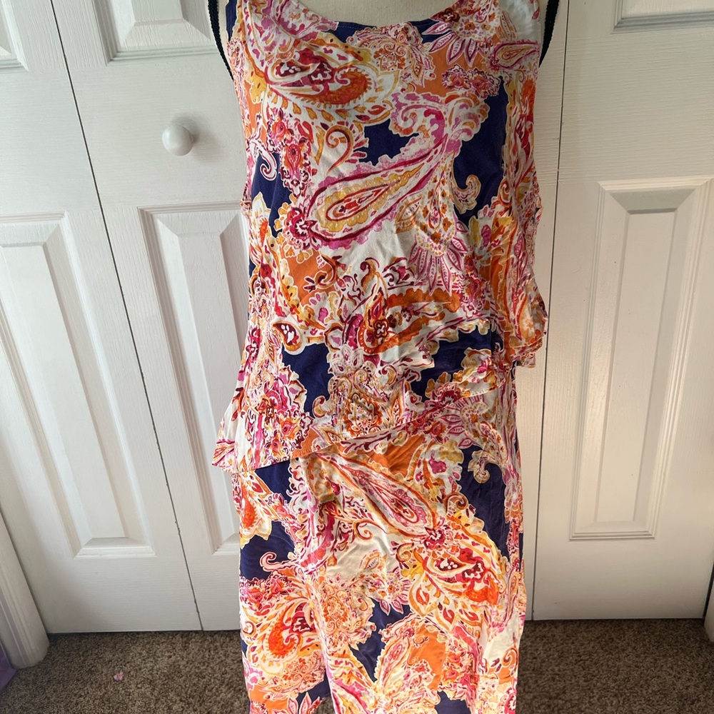 J. Jill Paisley Floral Tiered Dress Size XL - Picture 5 of 10